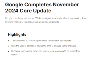 Новости — Google завершил обновление основного алгоритма November 2024 Core Update — фото