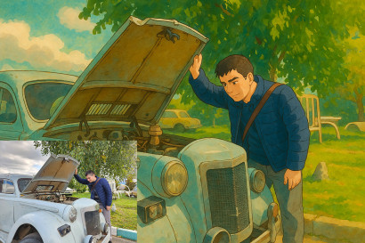 Ghiblification  — новый тренд интернета — Разглядываем раритетные авто на выставке в Конаковских конюшнях  — фото