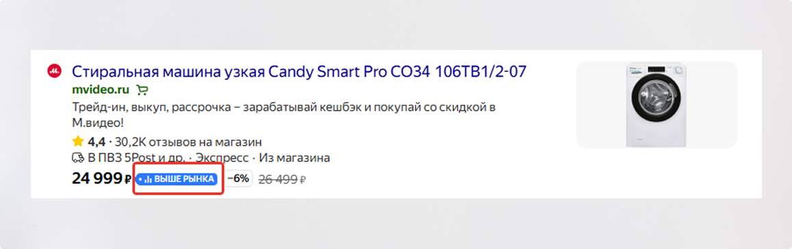Чек-лист по расширенному сниппету Яндекса: полный разбор — "Выше рынка" в сниппете Яндекса — фото